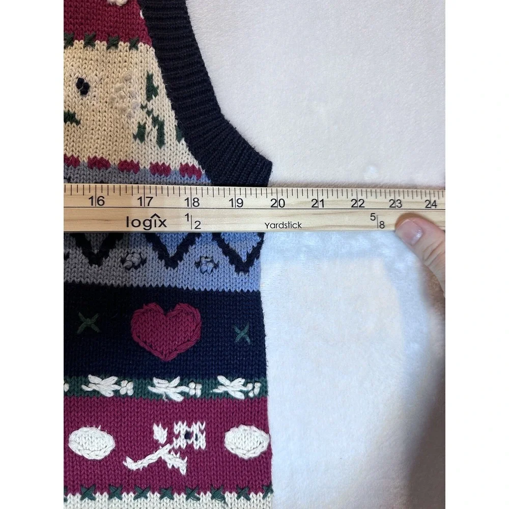 Vintage Eagle's Eye Sweater Vest Size L Hearts Flowers  Valentines - Picture 5 of 9